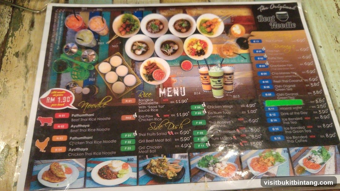 The Original Boat Noodle Menu