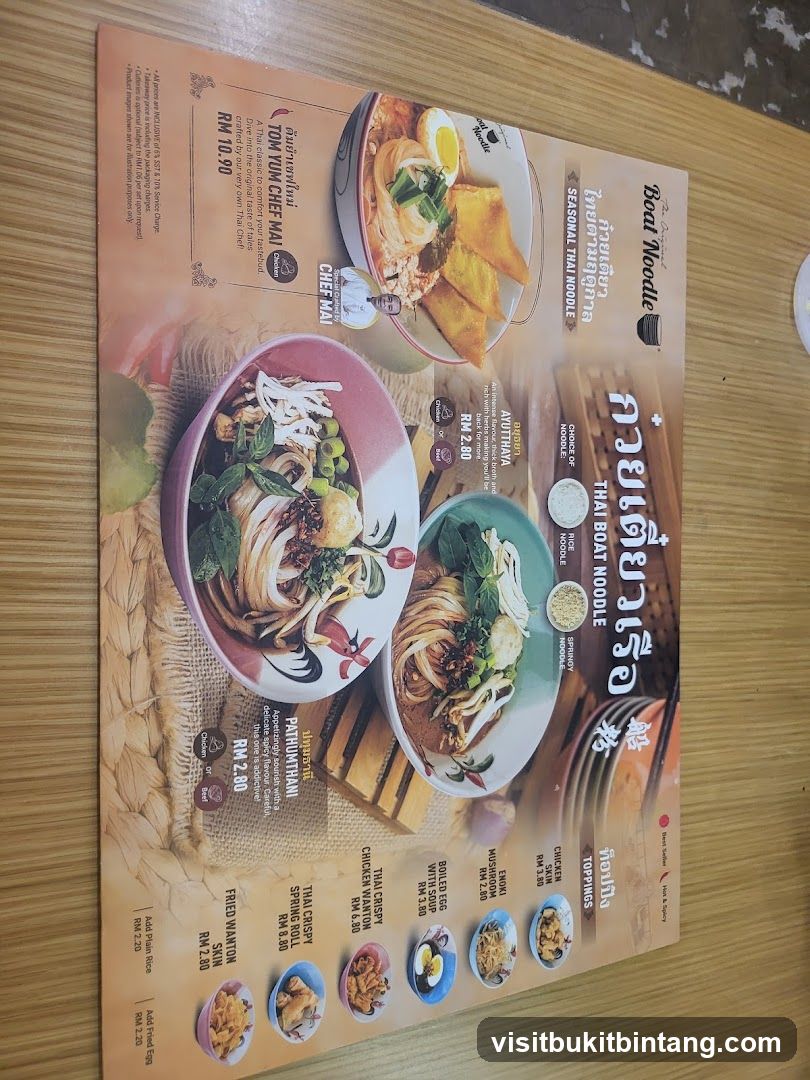 Boat Noodle Menu
