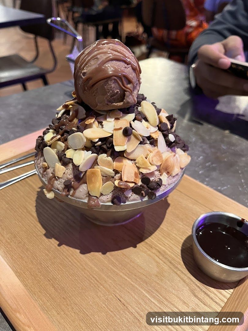 Chocolate Bingsu with Ice Cream and Almonds
