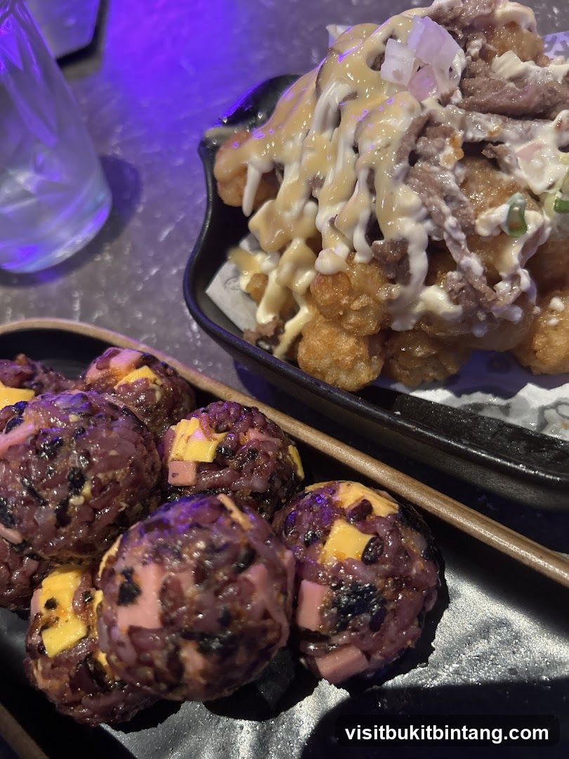 Onigiri and Loaded Tater Tots