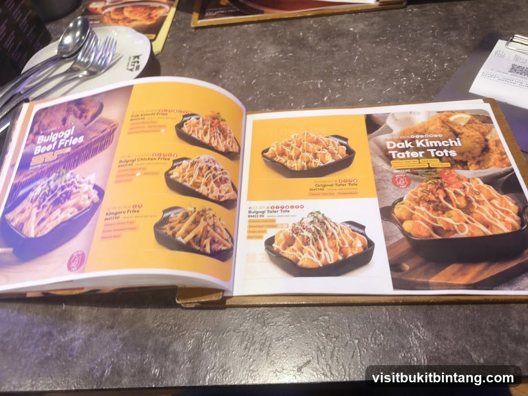 Menu with Korean Fried Dishes