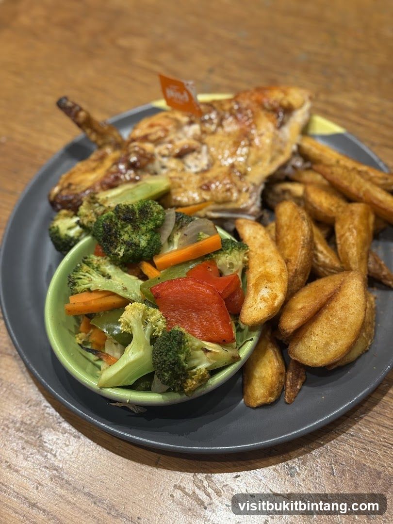 Roasted Chicken with Vegetables and Fries