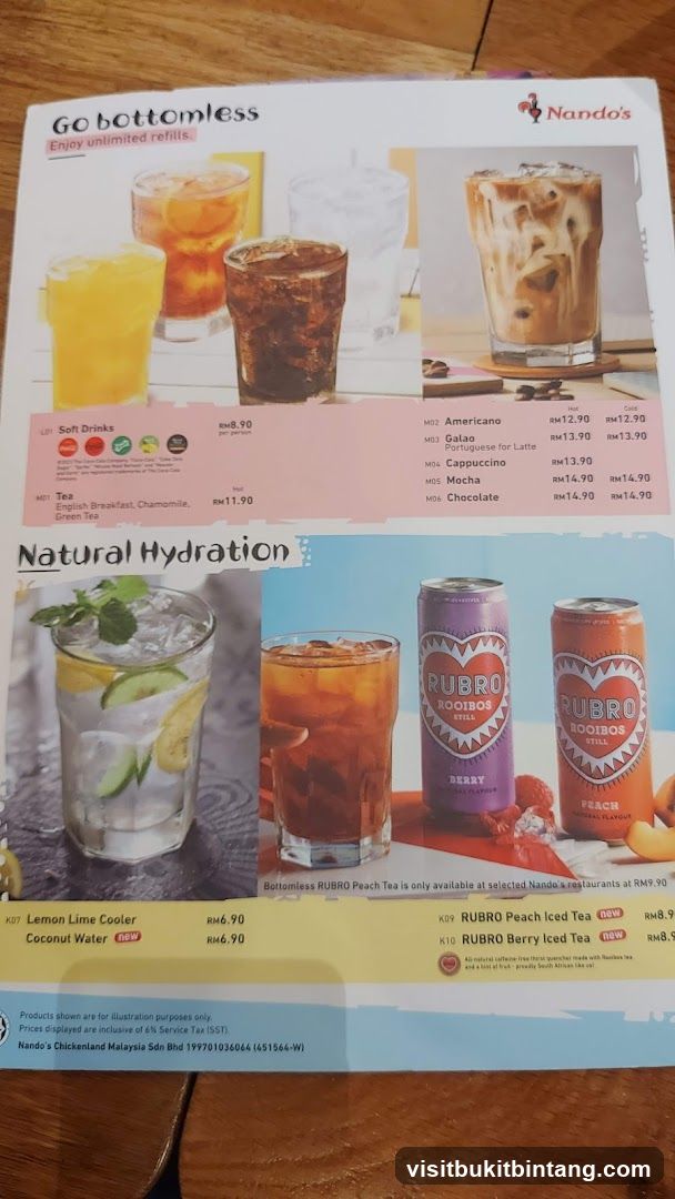 Nando's Drinks Menu