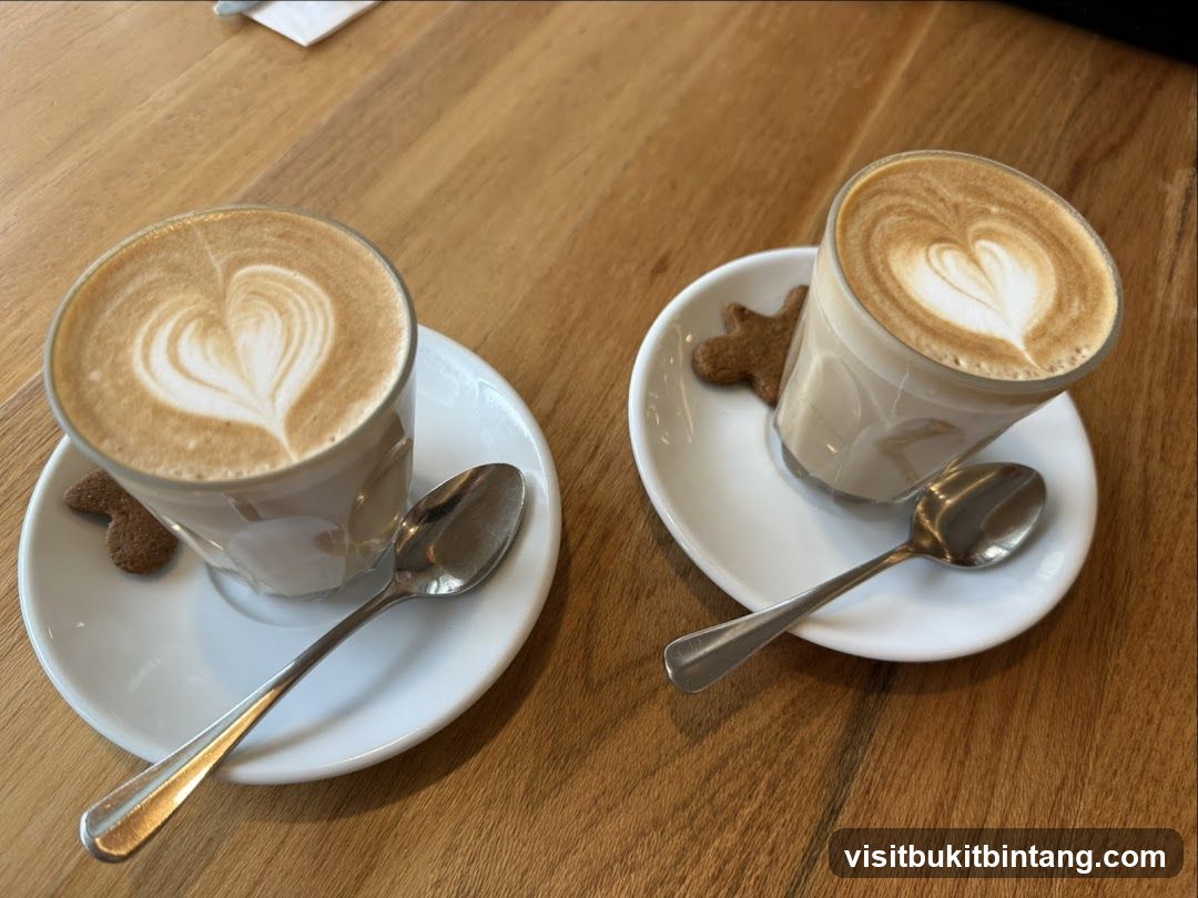 Two coffees with latte art