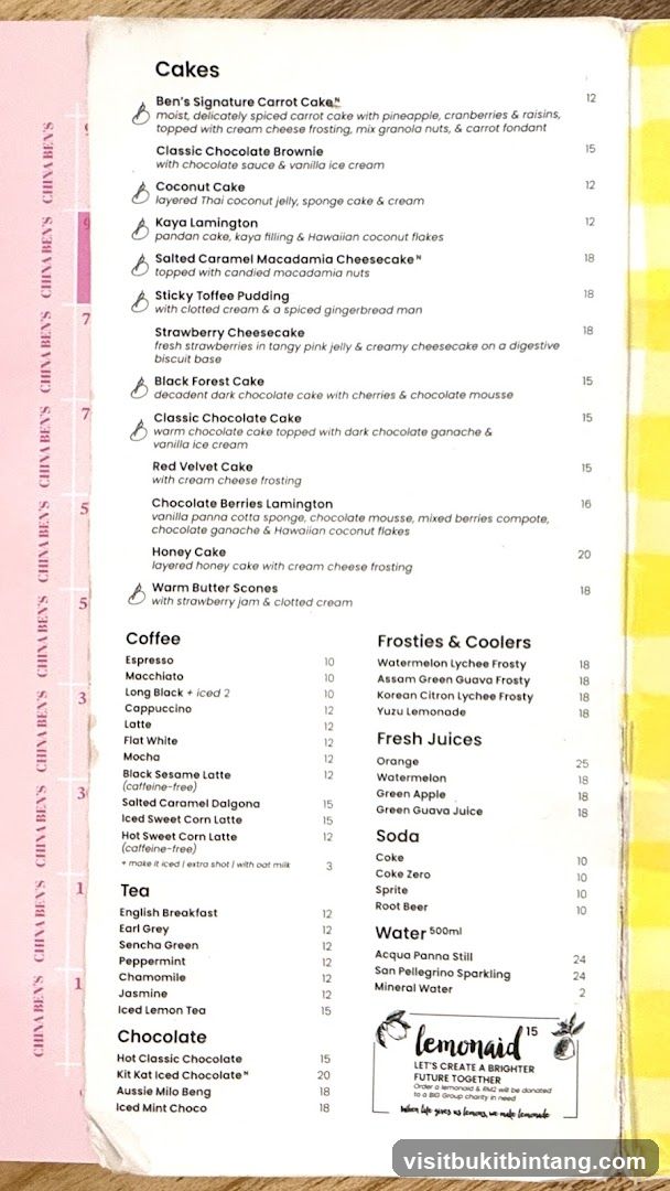 Cakes, Coffee, Tea, Chocolate, Frosties & Coolers, Fresh Juices, Soda, Water