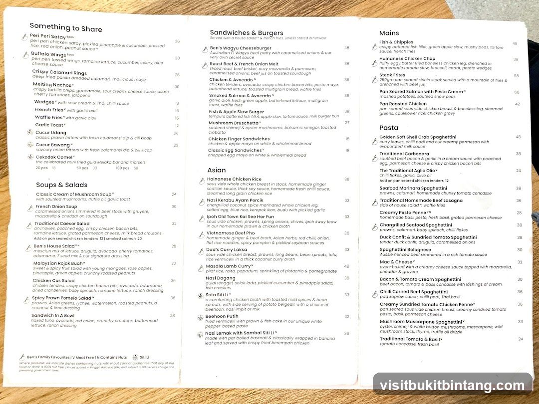 Ben's Menu