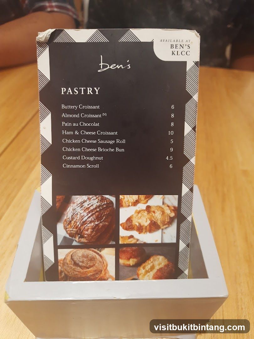 Ben's Pastry Menu