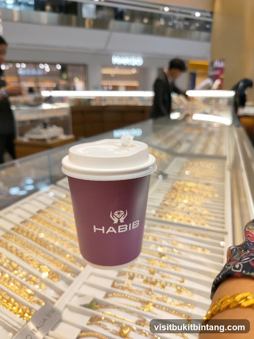 Coffee cup in a jewelry store