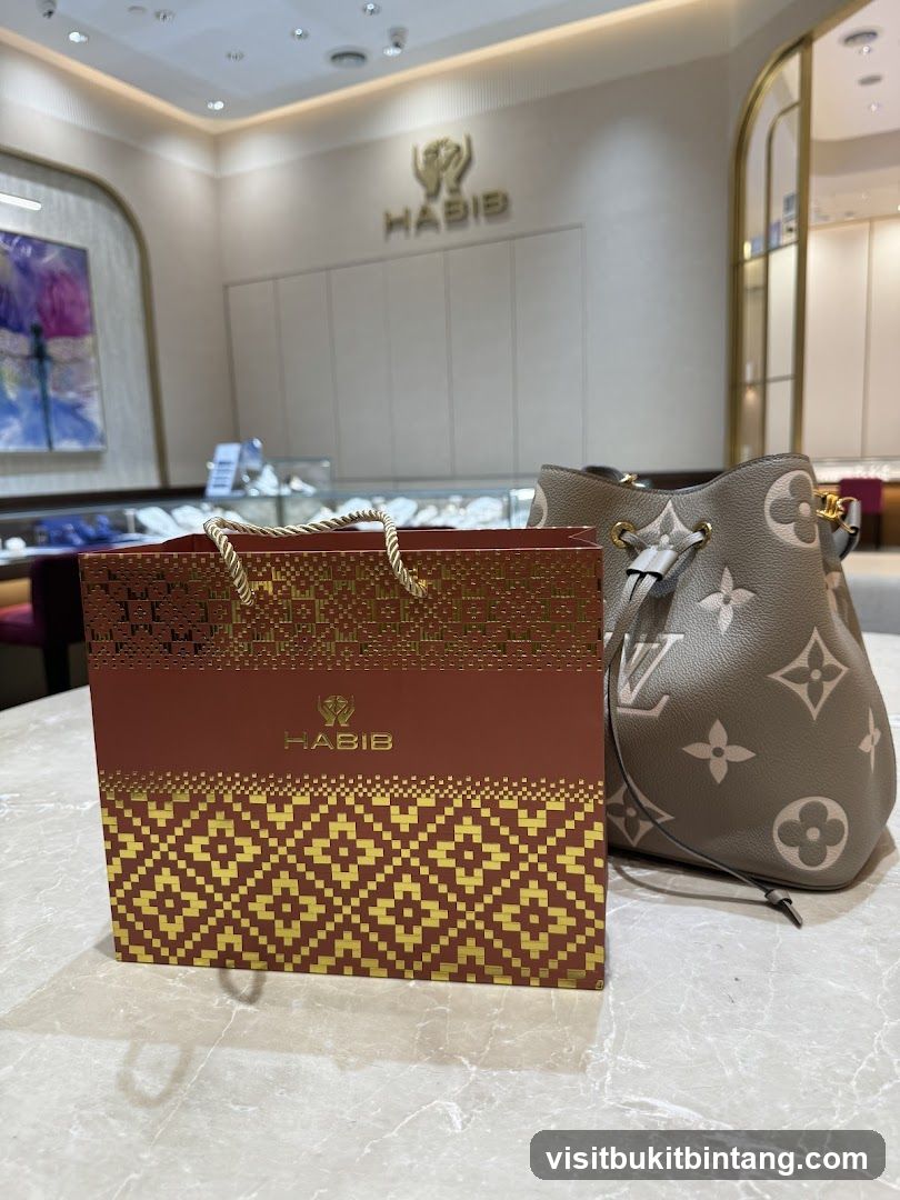Jewelry Store Interior with Shopping Bag and Handbag