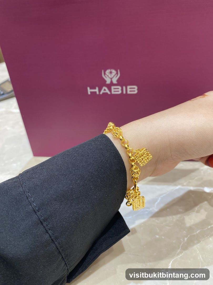 Gold Bracelet with Charms