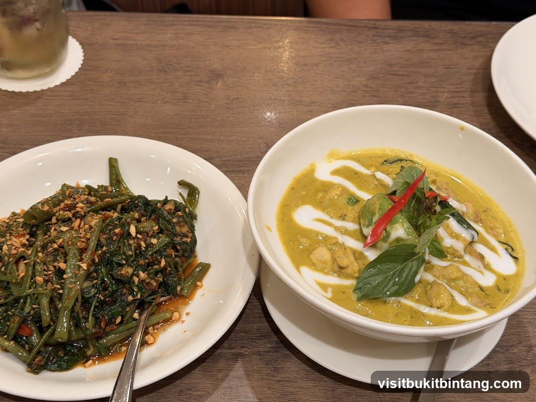 Thai Green Curry and Stir-Fried Water Spinach