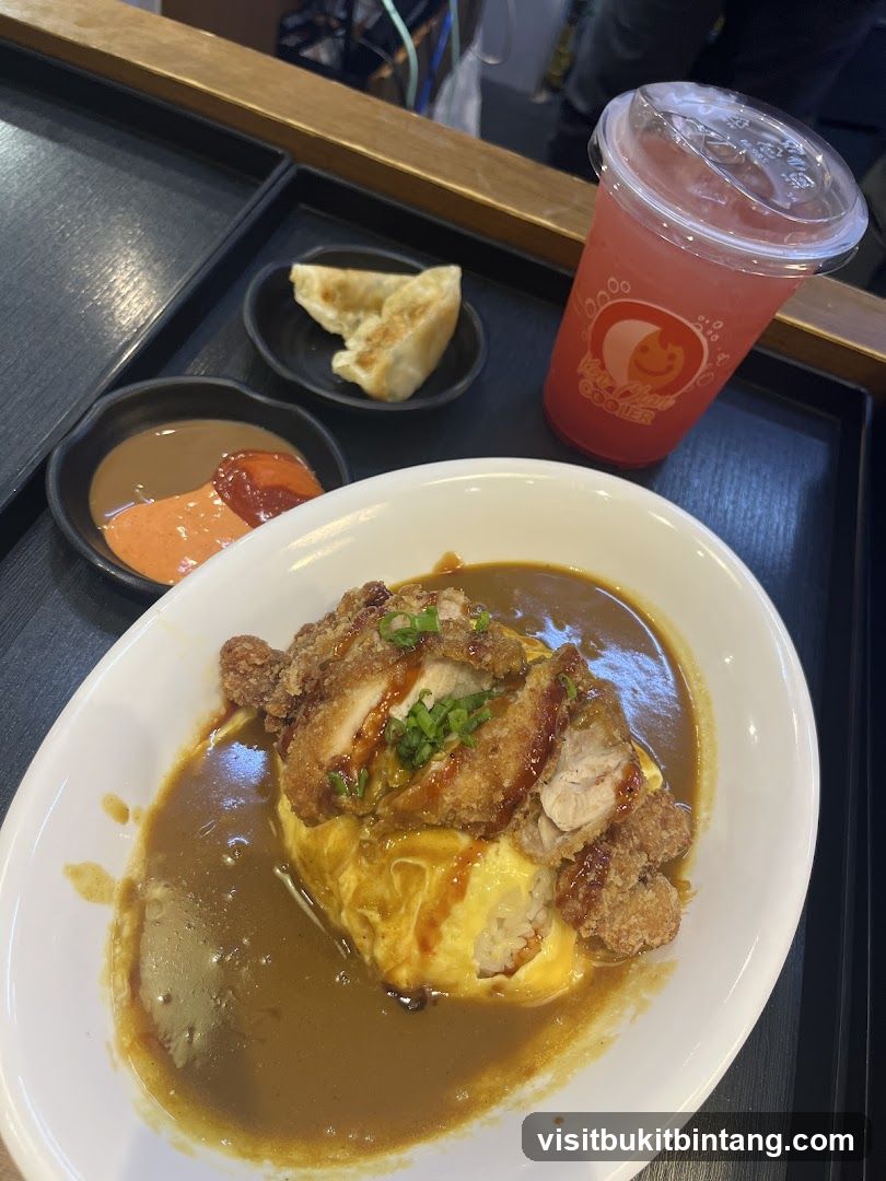 Curry Rice with Fried Chicken and Gyoza