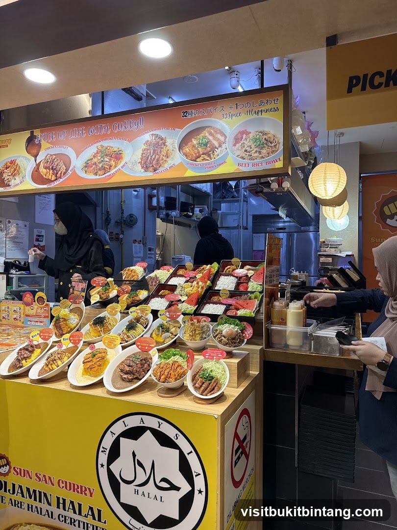 Food stall with curry dishes