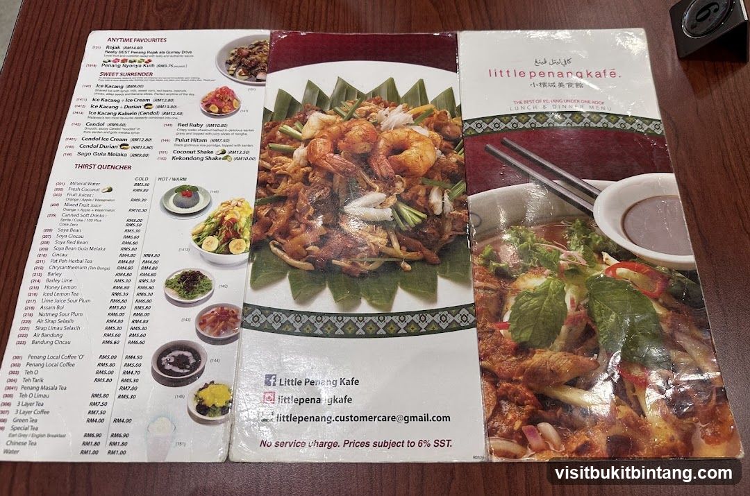 Little Penang Kafe Lunch & Dinner Menu