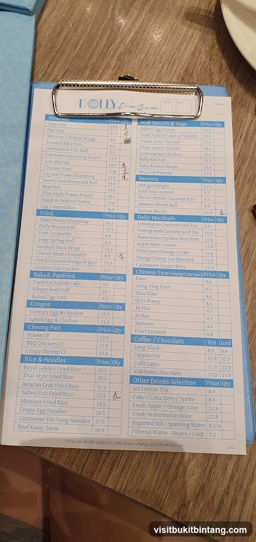 DOLLY Dim Sum Menu