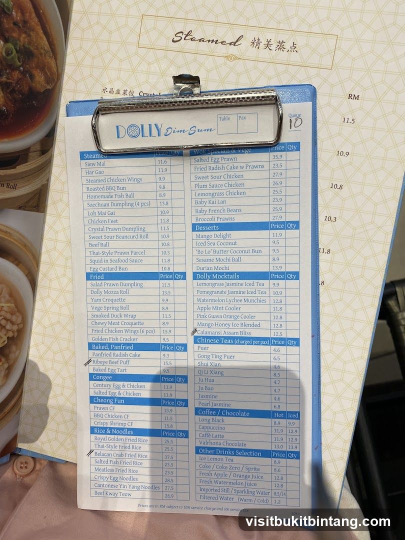 DOLLY Dim Sum Menu