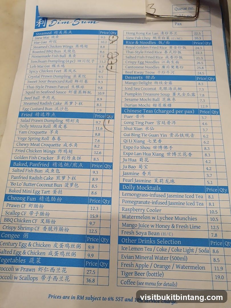 Dim Sum Menu