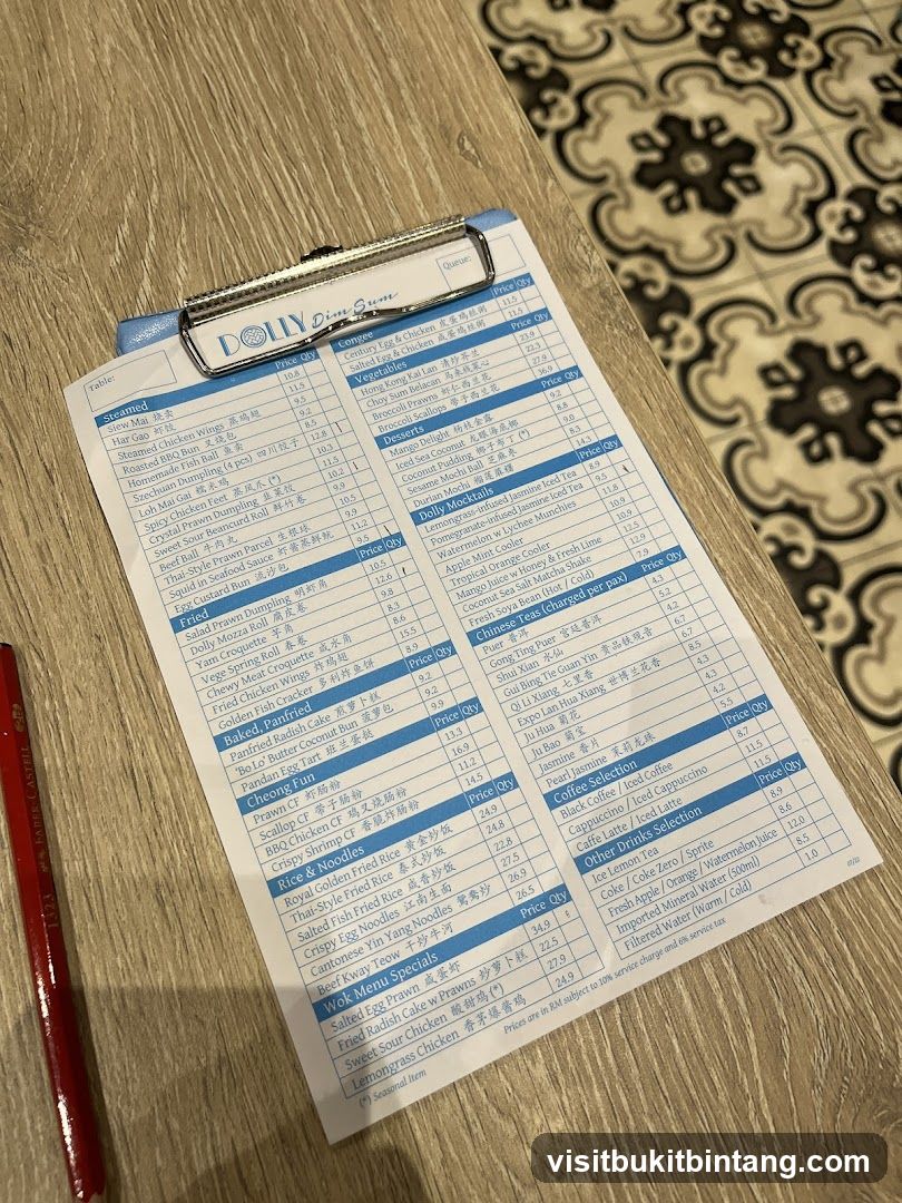 DOLLY Dim Sum Menu