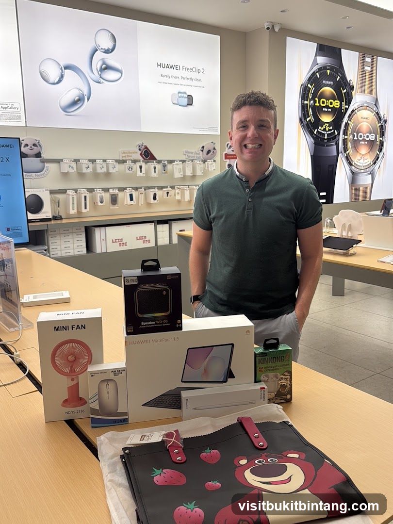 Man with Huawei products