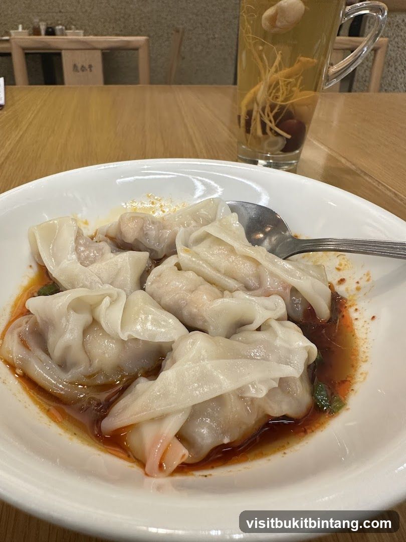 Spicy Wontons and Herbal Drink