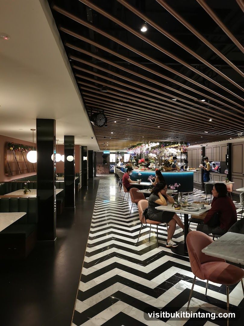 Restaurant Interior with Chevron Flooring