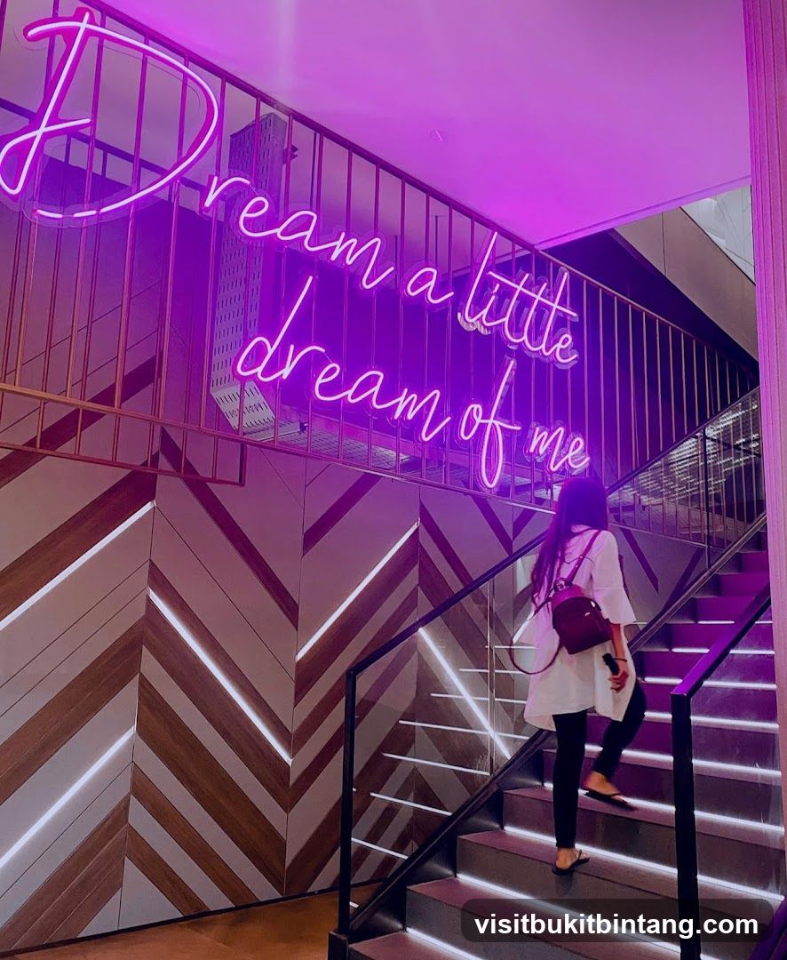 Neon Signage on Staircase