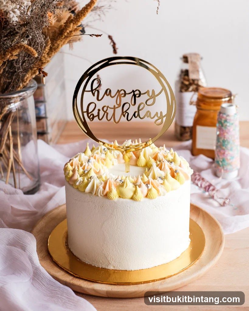 Birthday Cake with "Happy Birthday" Topper