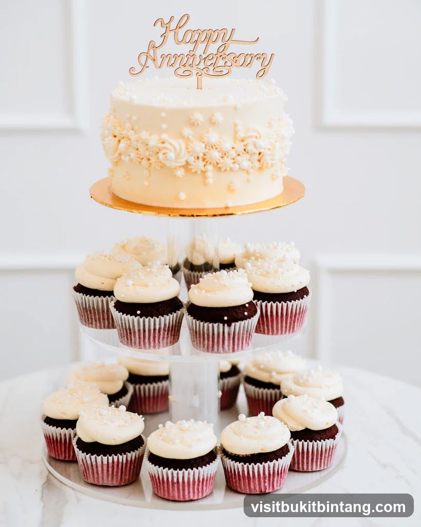 Anniversary Cake and Cupcakes