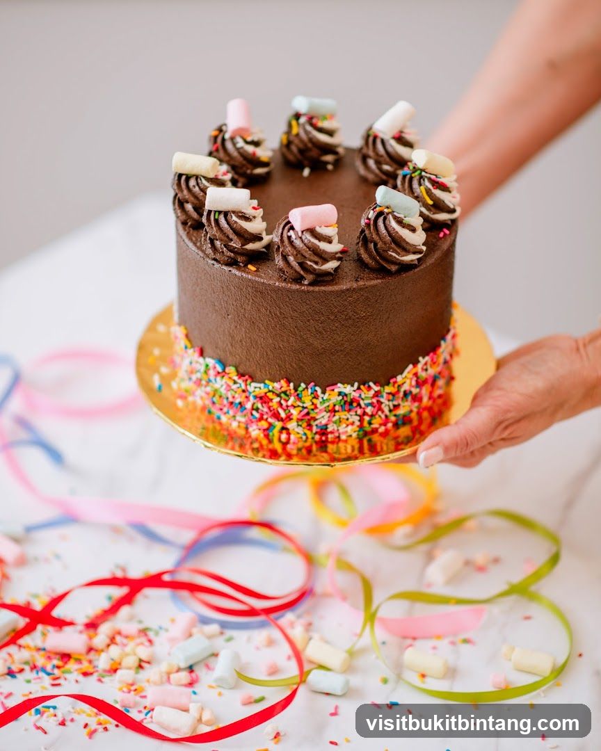 Chocolate Cake with Sprinkles and Marshmallows