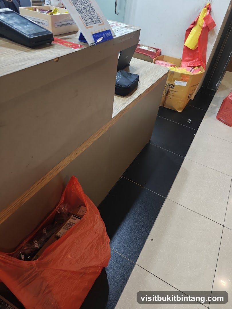Counter with payment terminal and QR code