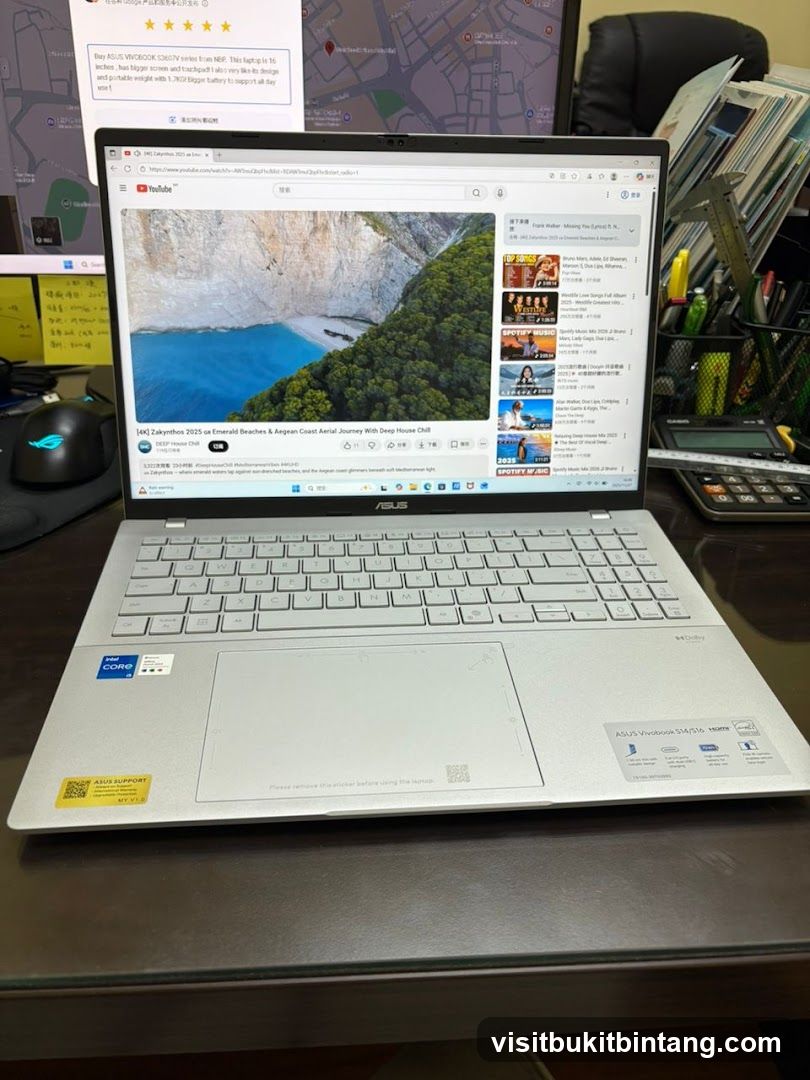Laptop displaying YouTube