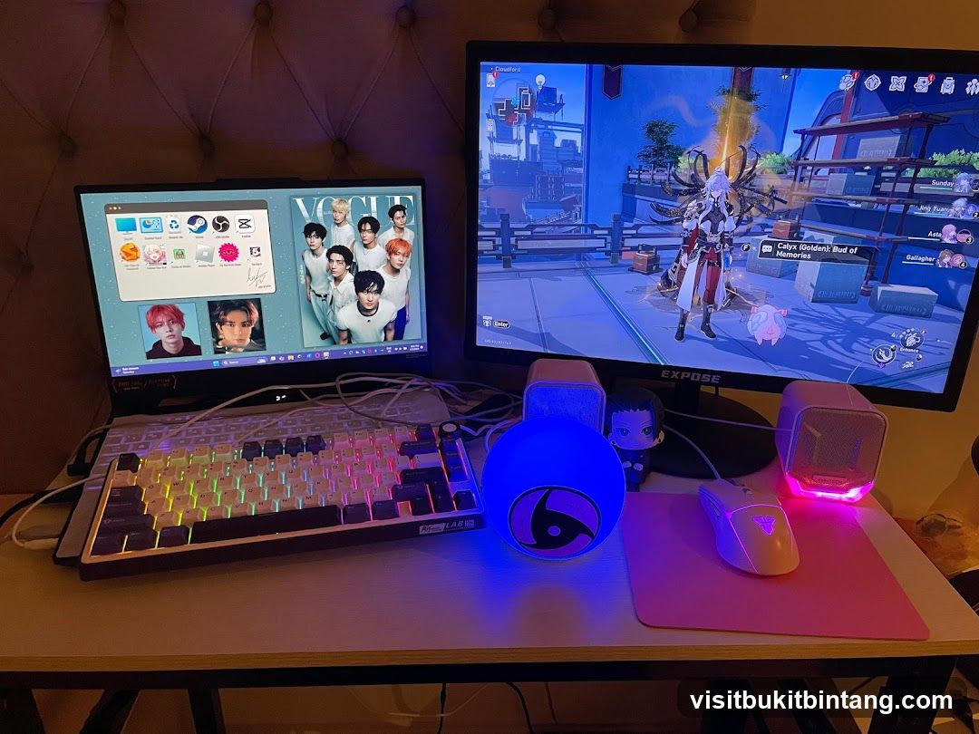 Gaming Setup with K-Pop Magazine