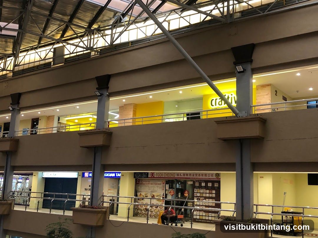 Indoor shopping mall with multiple levels