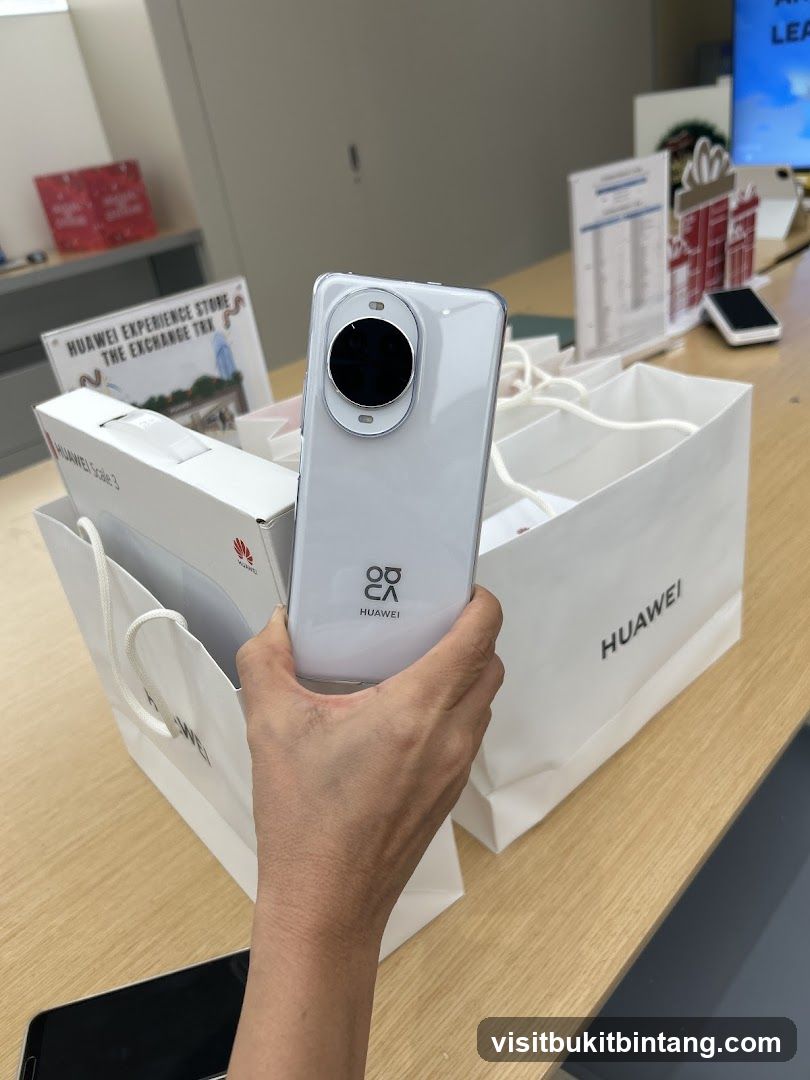 Huawei Phone and Shopping Bags