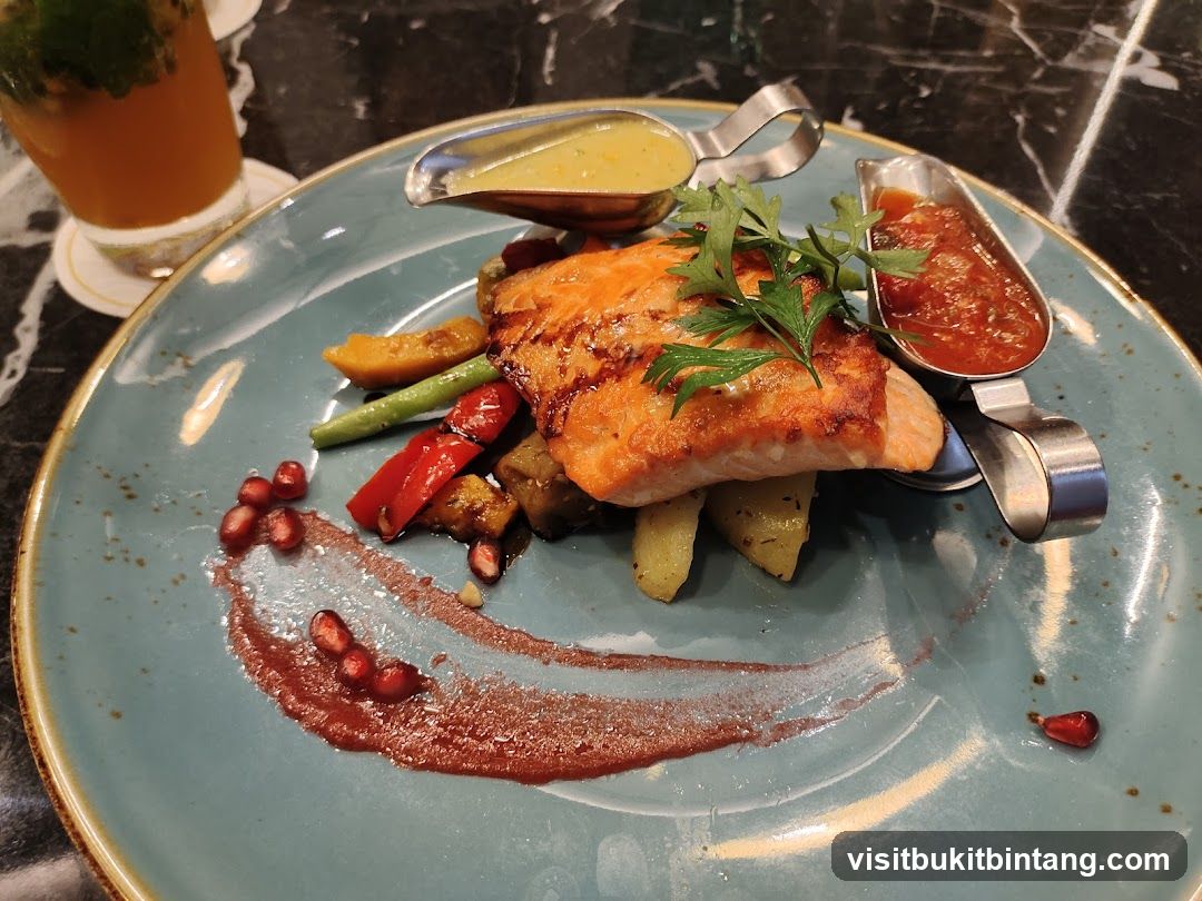 Salmon with Vegetables and Sauces