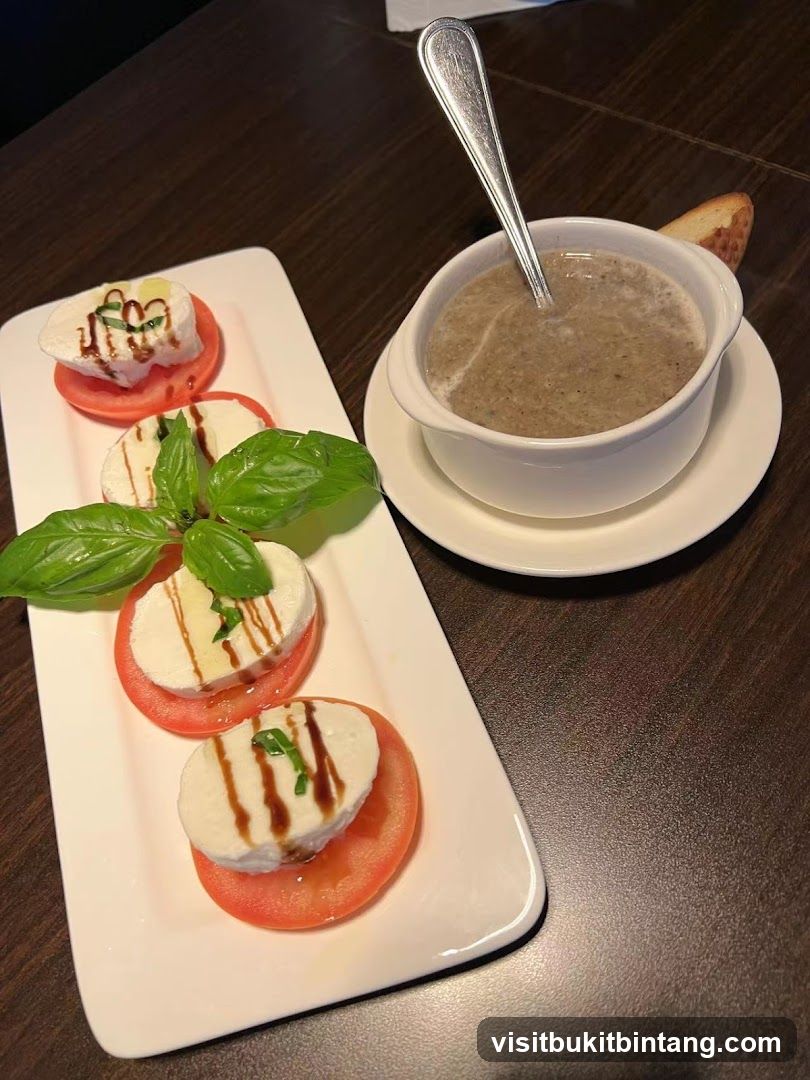 Caprese Salad and Mushroom Soup