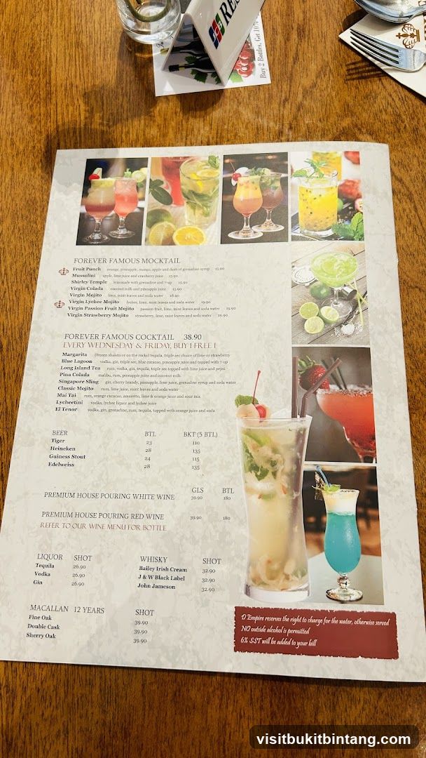 Forever Famous Mocktail & Cocktail Menu