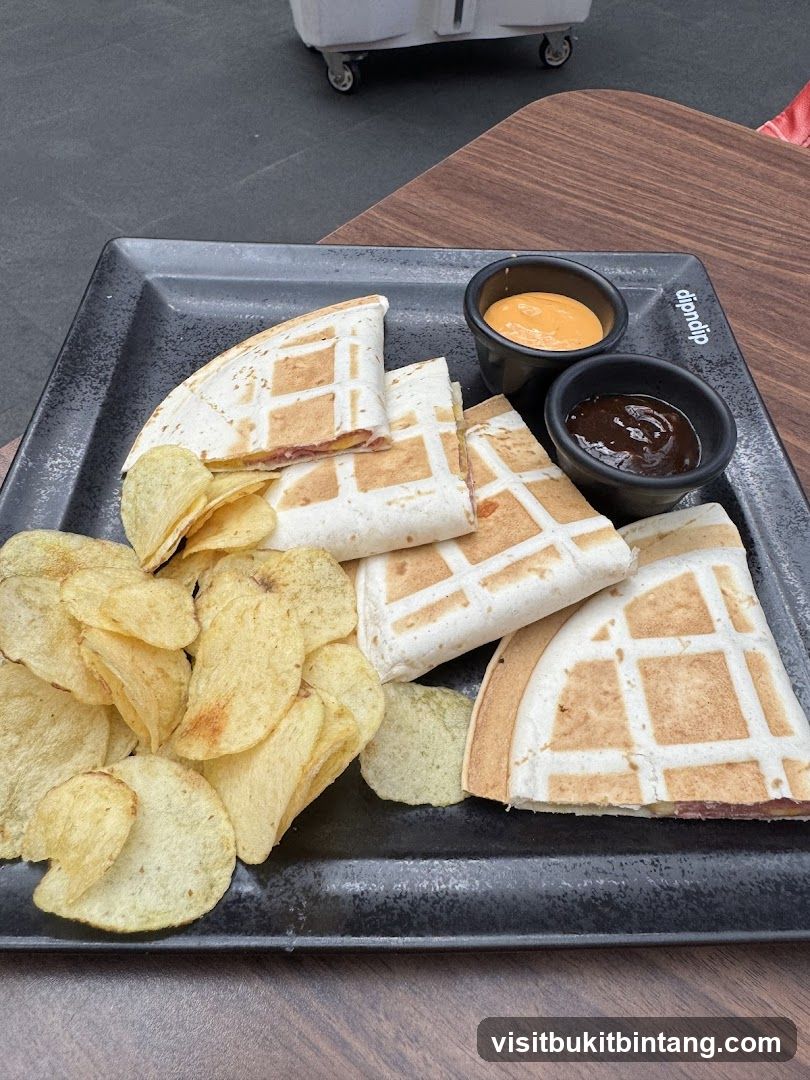 Quesadillas with chips and dips