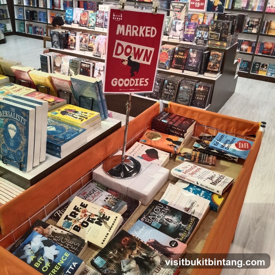 Bookstore display with sale items