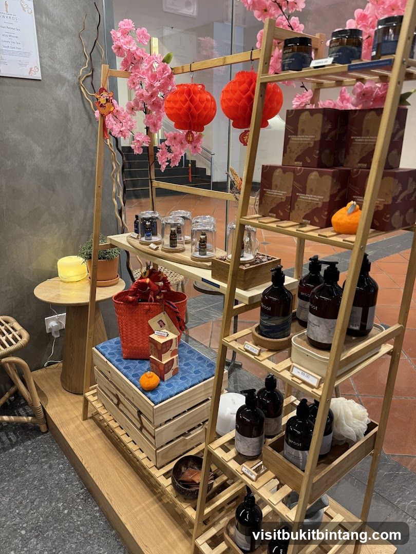 Retail Display with Skincare Products and Festive Decorations