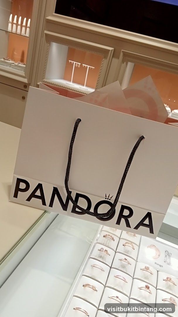 Pandora Shopping Bag and Rings Display