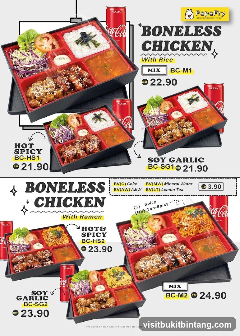PapaFry Boneless Chicken Menu