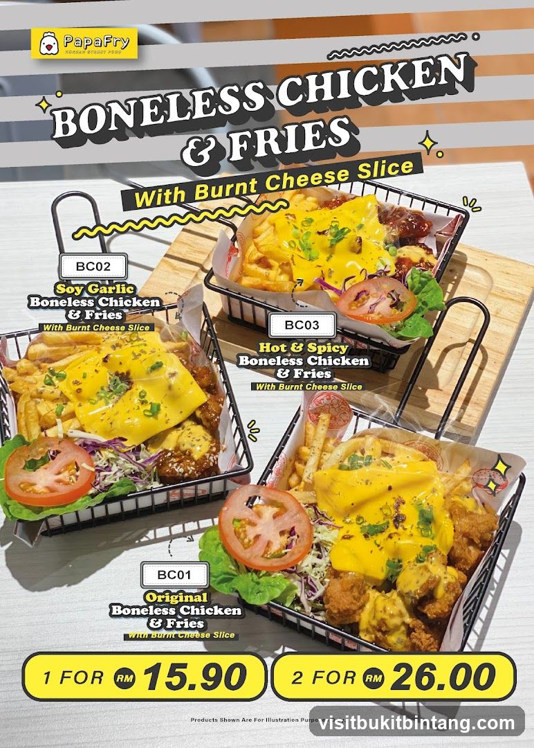 Boneless Chicken & Fries with Burnt Cheese Slice Menu