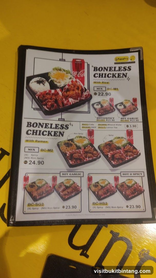Boneless Chicken Menu