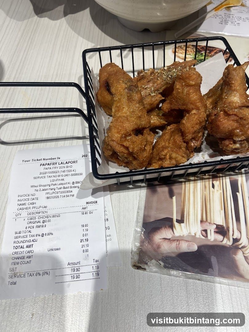 Fried Chicken and Receipt