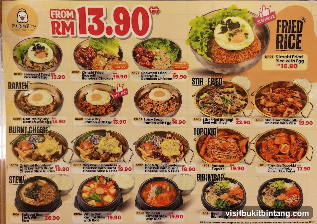 PapaFry Menu