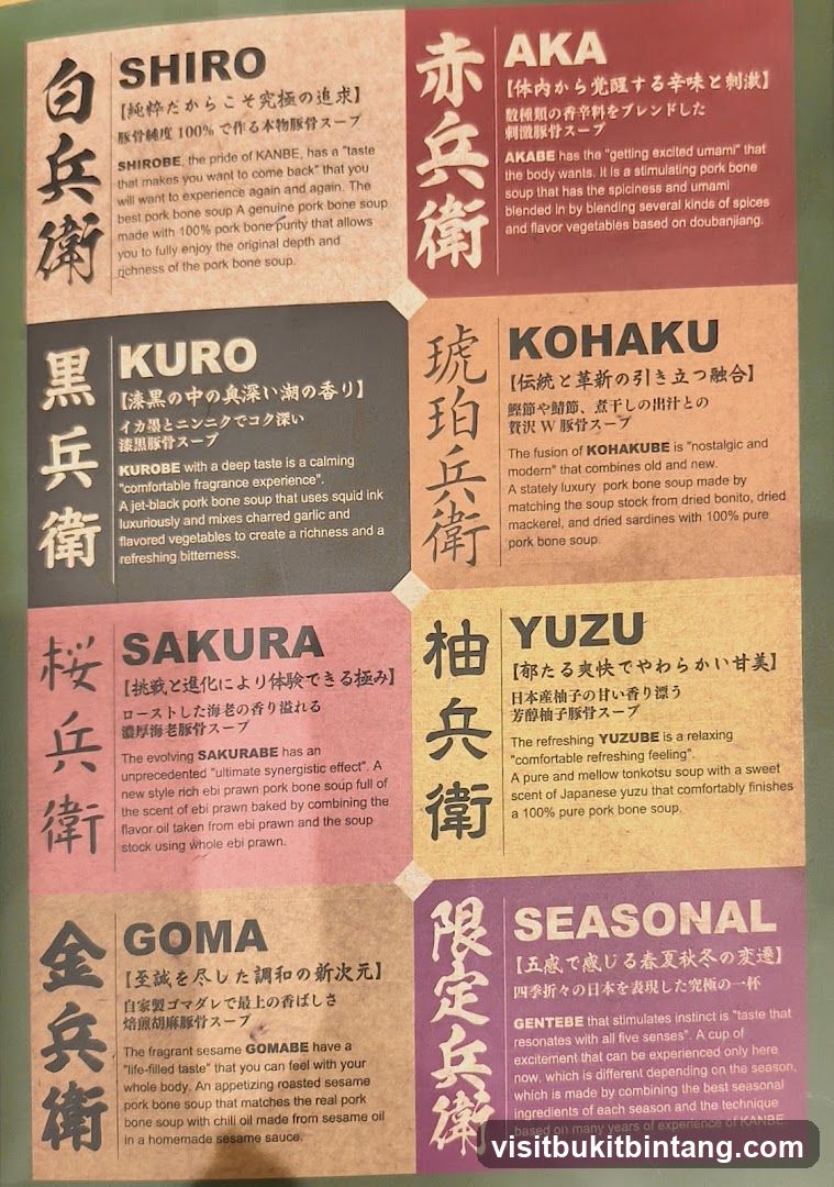 KANBE Soup Menu
