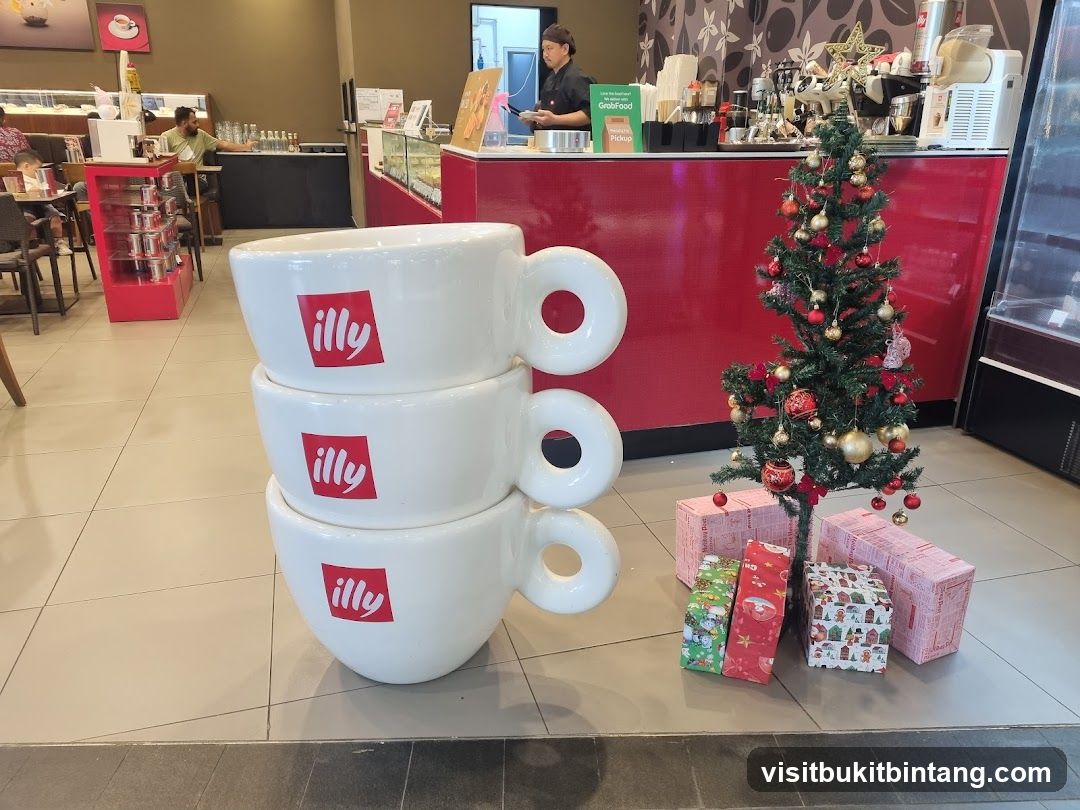 Giant Illy Coffee Cups and Christmas Tree