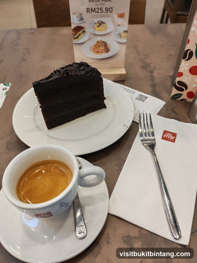 Chocolate cake and espresso