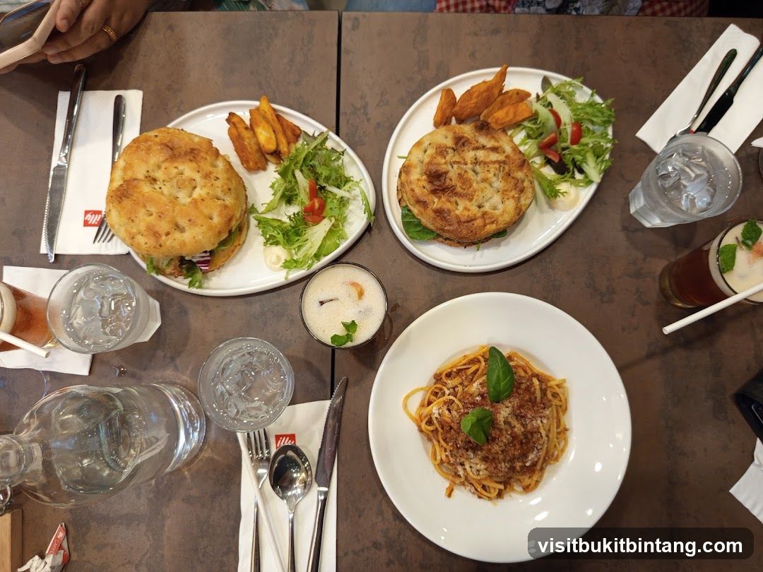 Table with food and drinks